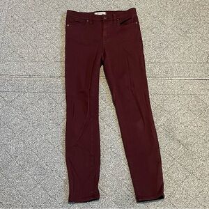 Madewell Jeans Womens 25 Burgundy 9" High Rise Skinny Pants Stretch Lightweight